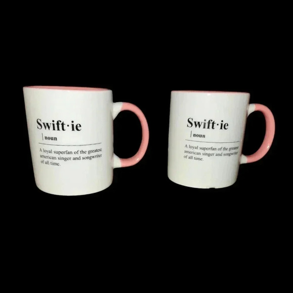 2 Swiftie definition Coffee mugs . White and pink with black writing - Picture 1 of 3